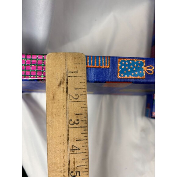 Holiday Gift Boxes Set of 2 Blue Present Print 9.5x6x1.75 In - Picture 3 of 6